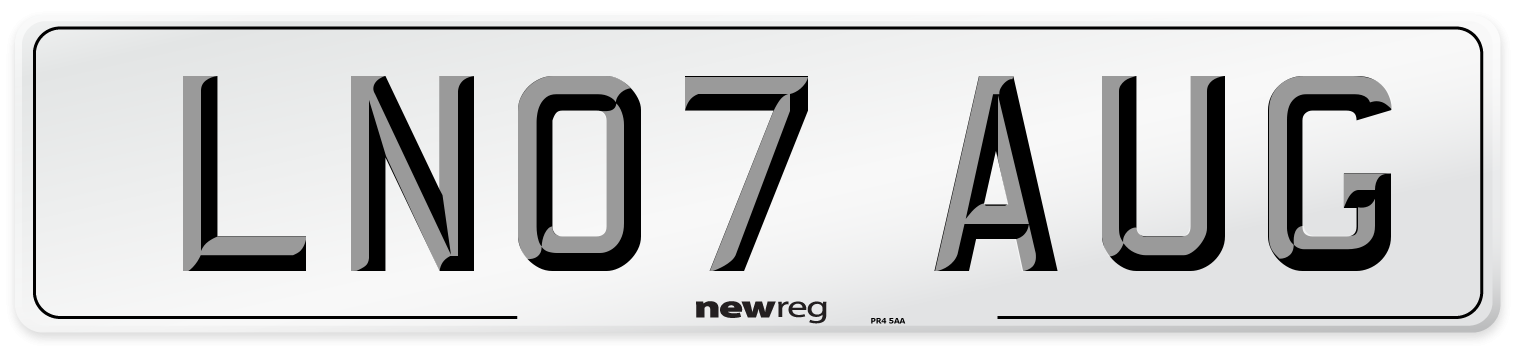 LN07 AUG Number Plate from New Reg